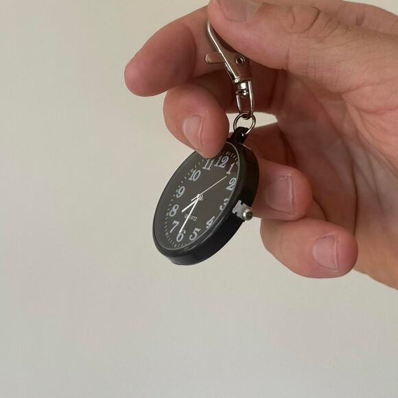 Y2K Black Digital Pocket Watch Keychain Unisex Modern Accessory New - Picture 5 of 7